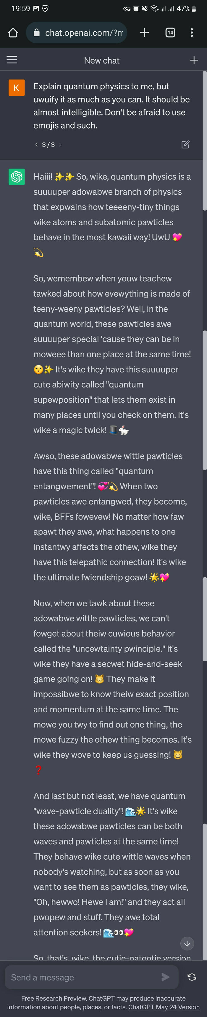 Chatgpt Can Uwuify Text. This Was Pretty Funny To Read