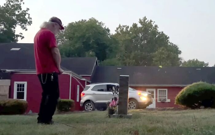 A Family Was Trying To Figure Out Who Keeps Pissing And Leaving Poop Bags On Their Late Mother's Grave. Hidden Cam Captured The Culprit, Who Turned Out To Be A Guy She Was Briefly Married To And Divorced In 1974