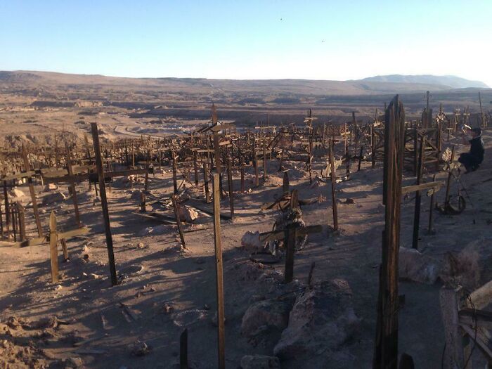 An Old Abandoned Miner Town Graveyard, That Is Bigger Than The Actual Town. In The Middle Of The Atacama Desert