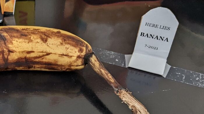 I Left A Banana At The Office Overnight And Found It Like This The Next Morning: "Here Lies Banana, ?-2021"