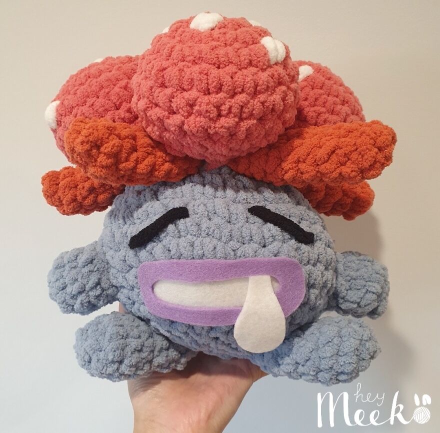 Crochet toy handmade as a side hustle to brighten people's days, featuring colorful yarn and cheerful design.