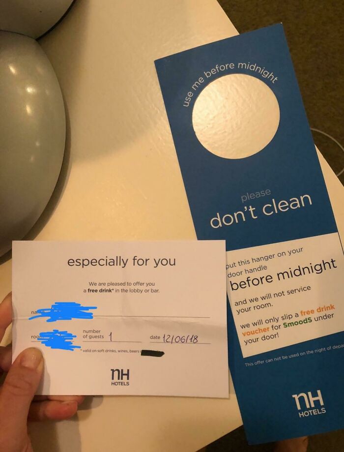 The Hotel I’m Staying At Gives You A Free Drink At The Hotel Bar Of You Forego A Room Cleaning