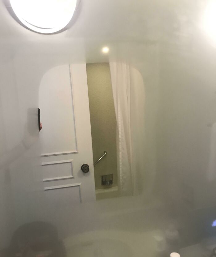 The Mirror In My Hotel In Japan Has A Heated Part That Won't Steam Up After A Shower