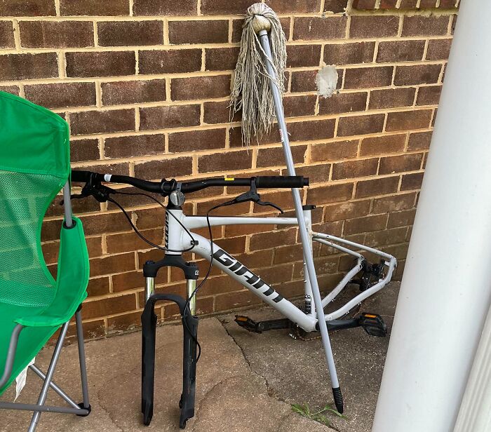 One Of My Neighbors Stole My Bike And Left The Scraps On Their Patio