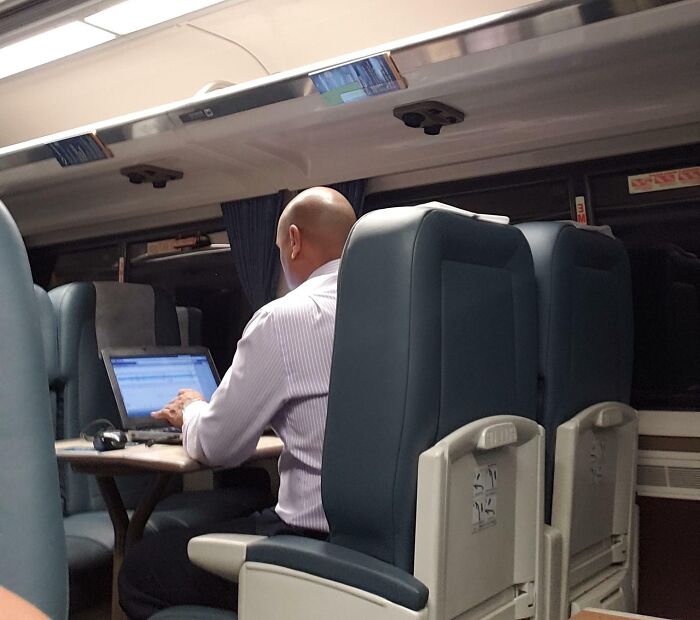 Met My First Male Karen. Complained About Us Talking, But Was On Conference Meetings At 4:55am On The Train