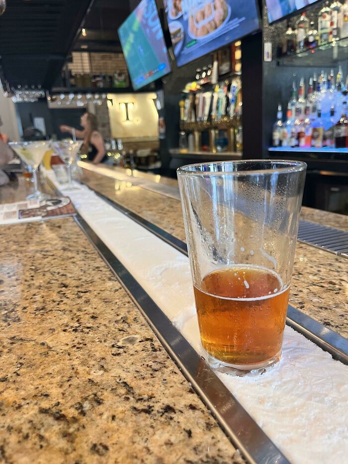 This Bar Has A Ice Strip To Keep Drinks Cold