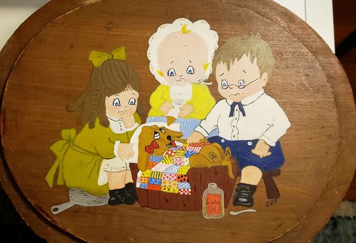 Bought A Cute Antique Barrel Today At An Estate Sale. This Was Painted On The Underside Of The Lid