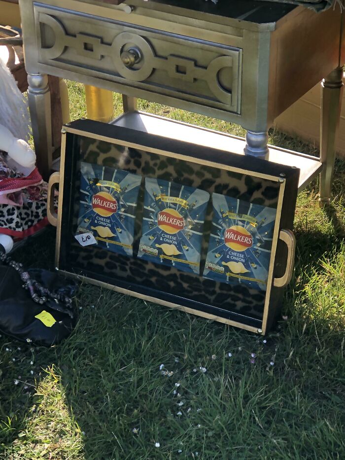 £10 For Some Framed Packets Of Cheese And Onion Crisps