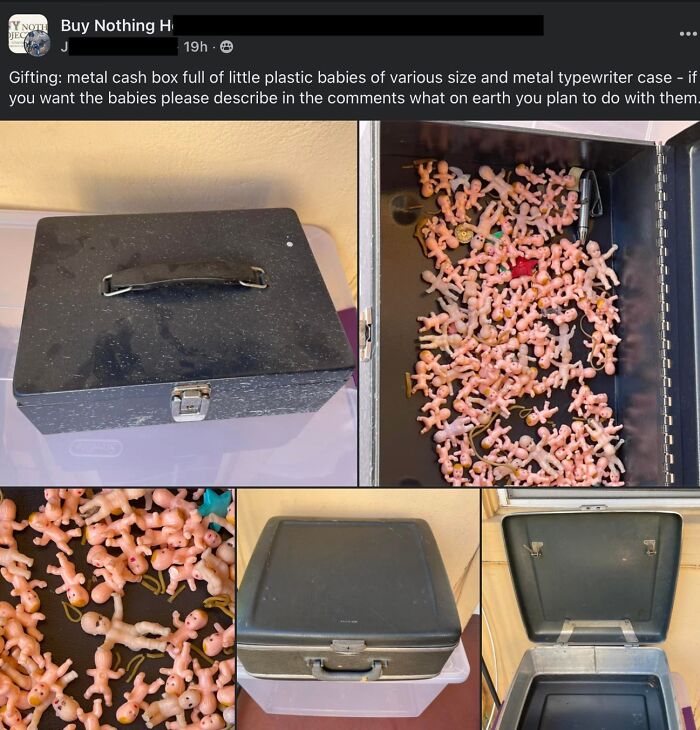 Metal Cash Box Full Of Little Plastic Babies