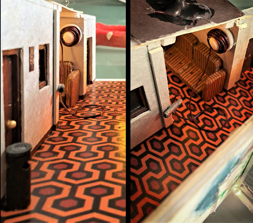 I Recreated The Famous Hallway Out Of Stephen King's "The Shining" As A Book Nook