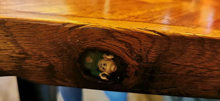 LEGO Person Trapped In A Table At A Restaurant
