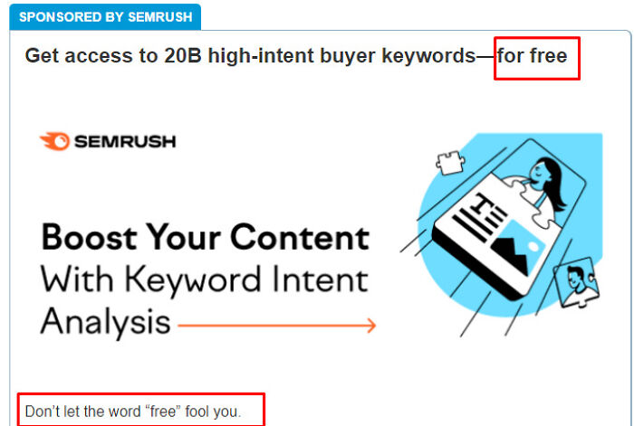 An Honest Ad By Semrush