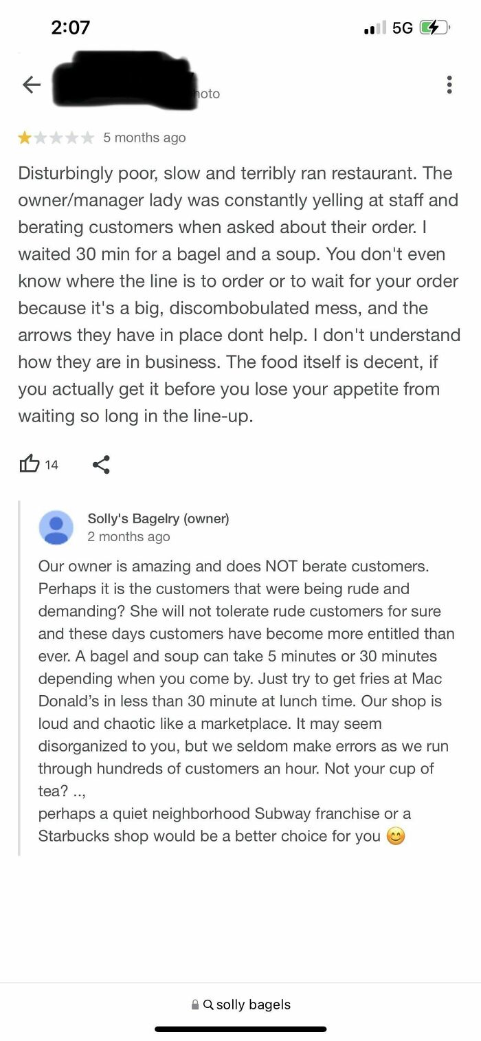 Local Bagel Shop Owner Pretending To Be Employee Responding To Employee And Customer Abuse Claims