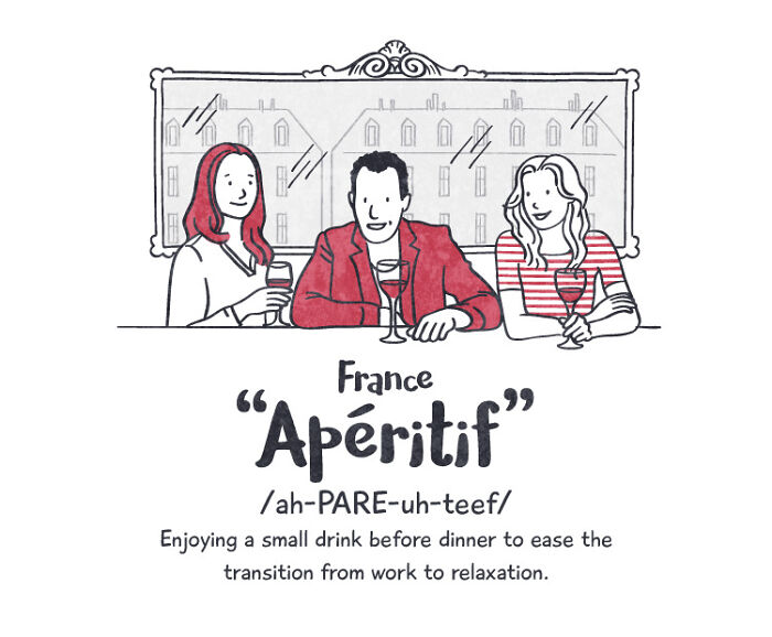 Two women and a man chatting while having a glass of wine