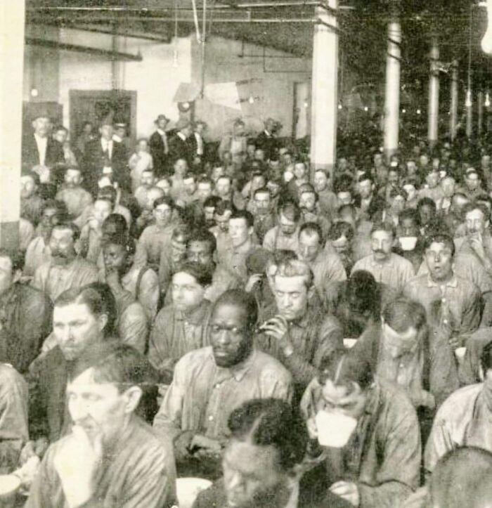 An Interior View Of The Mess Hall Showing Convicts At Dinner In The Ohio State Penitentiary Located In Columbus, Ohio