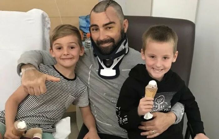 In 2018, A Heroic Dad, Brad Lewis, Saved His Youngest Son From A Fatal Fall From A Balcony By Jumping After Him And Cradling Him To His Chest, Taking The Brunt Of The Impact