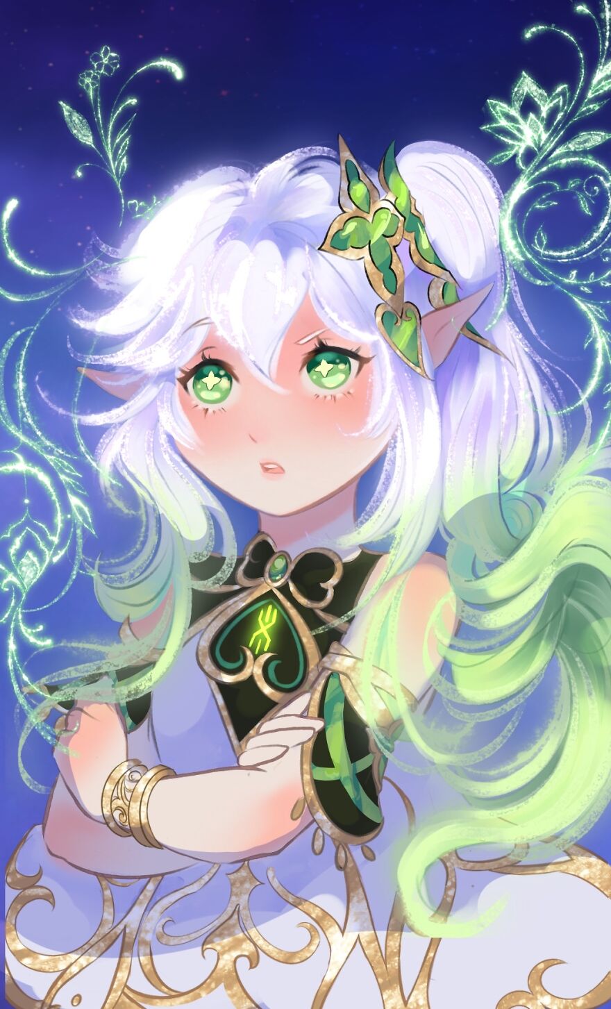 A Collection Of Honkai Starrail And Genshin Impact Inspired Jewelry, Nails, And Fanart Made By Geek Artists.