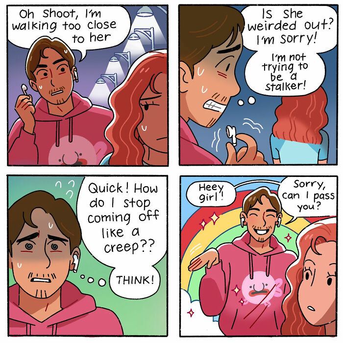 A Comic About A Man Walking Too Close To A Girl