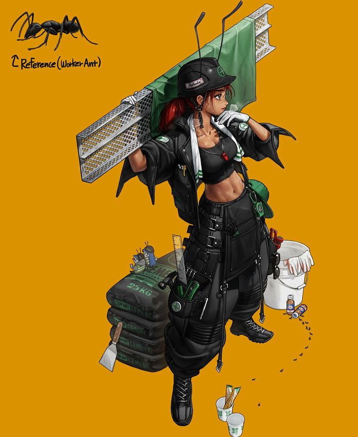 Worker ant inspired anime character