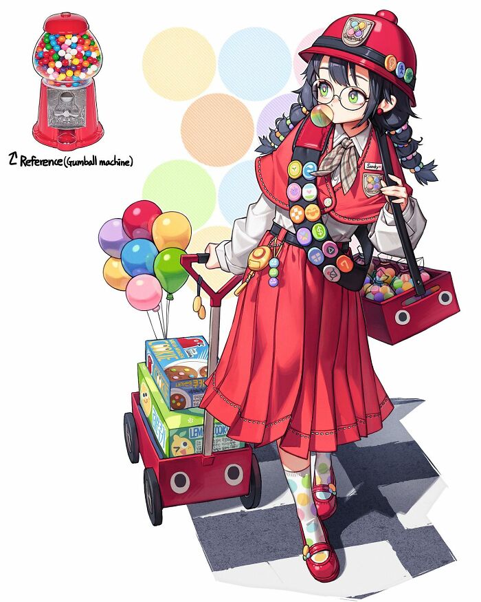 Gumball machine inspired anime character
