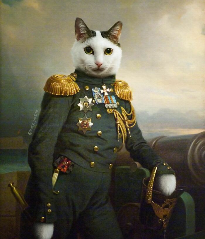 A classical painting of a cat by Galina Bugaevskaya