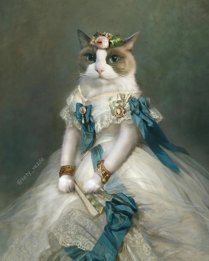 A classical painting of a cat by Galina Bugaevskaya