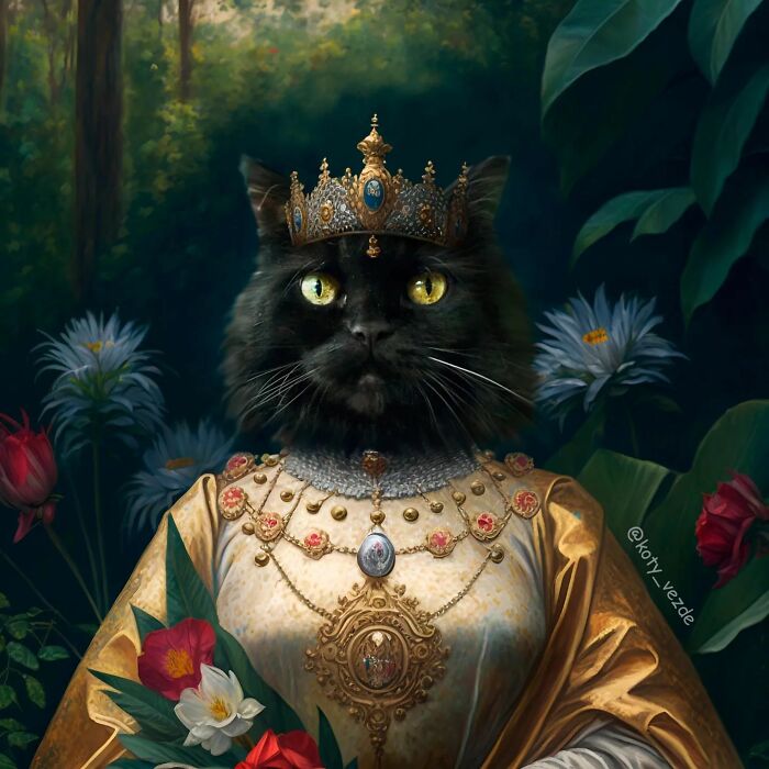 A classical painting of a cat by Galina Bugaevskaya