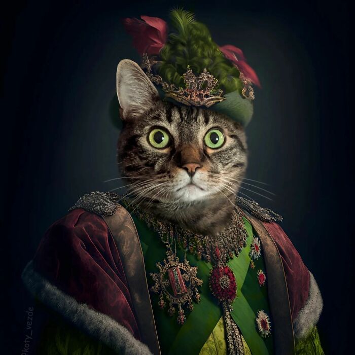 A classical painting of a cat by Galina Bugaevskaya