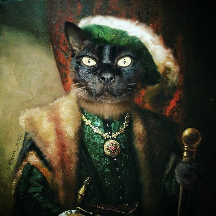 A classical painting of a cat by Galina Bugaevskaya
