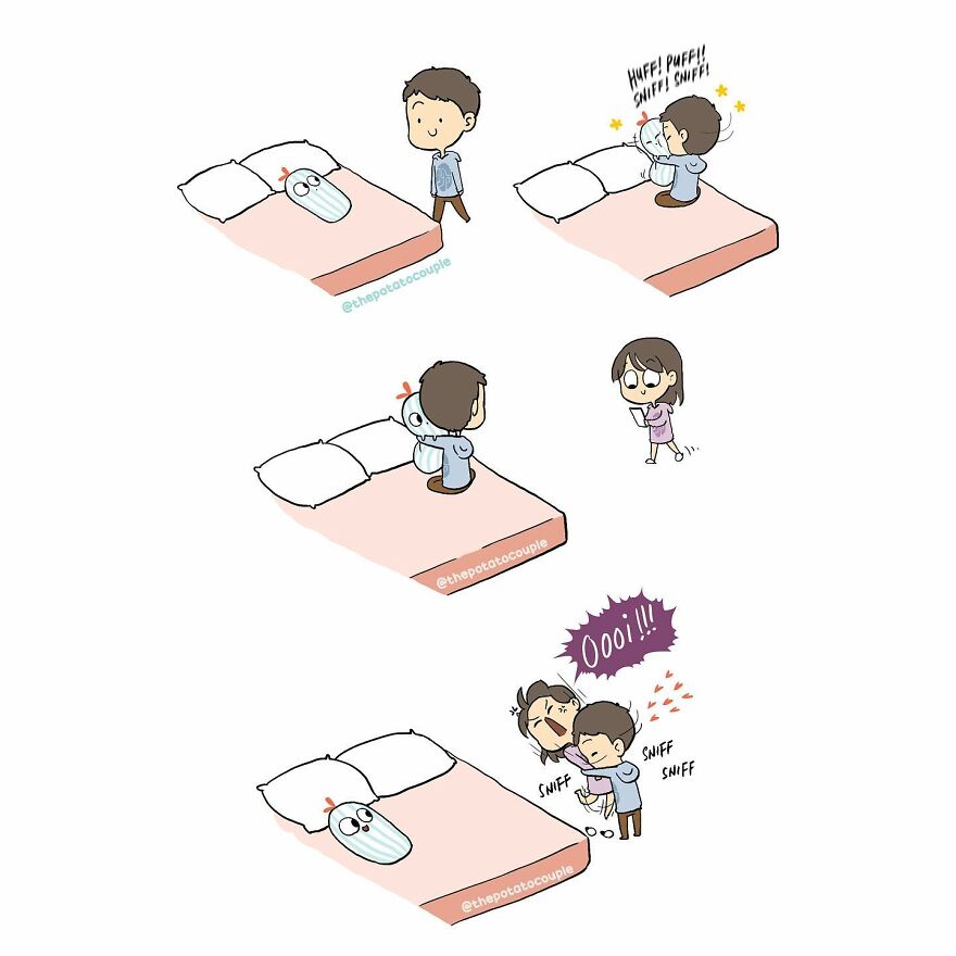 Artist Makes Comics About His Childhood Friend Who Became His Girlfriend, And Over 600,000 Followers Love Them