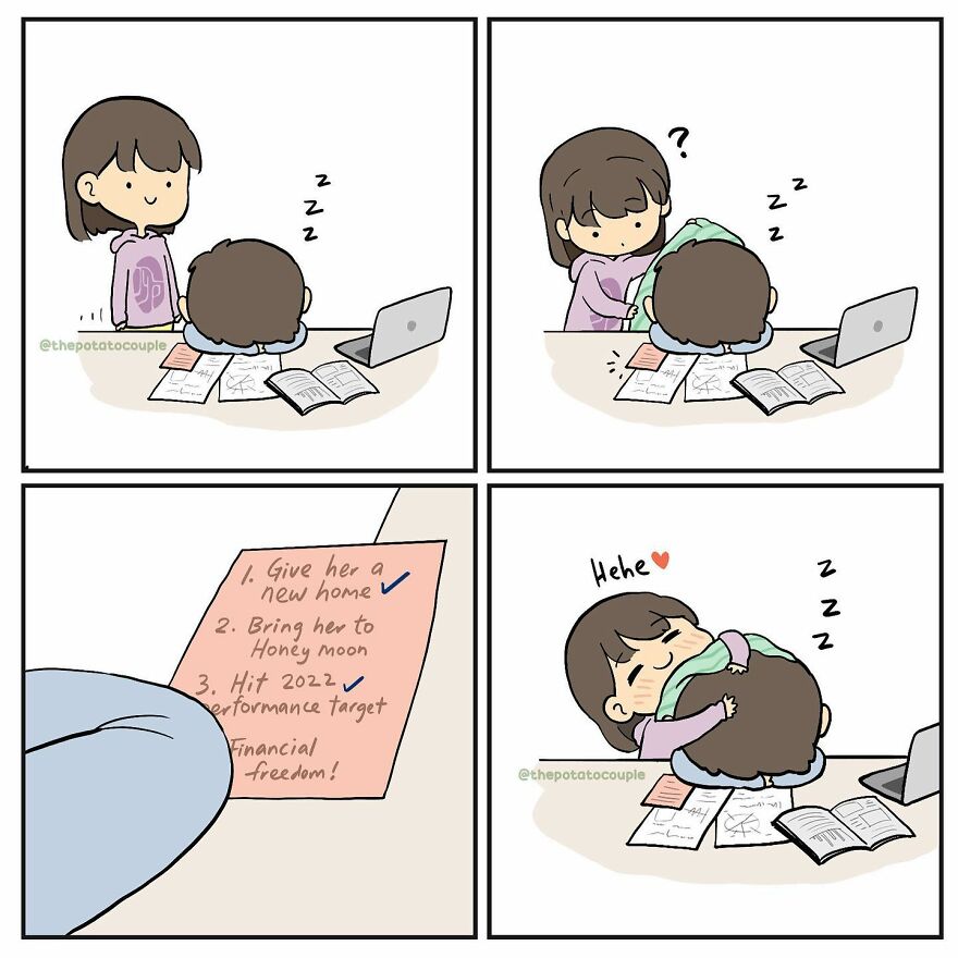 Artist Makes Comics About His Childhood Friend Who Became His Girlfriend, And Over 600,000 Followers Love Them