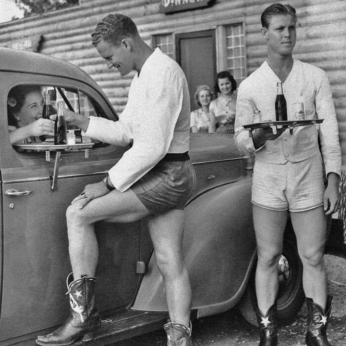 A Drive-In Restaurant In Dallas, Texas Caters To Women With Men As Car Hops. 1940