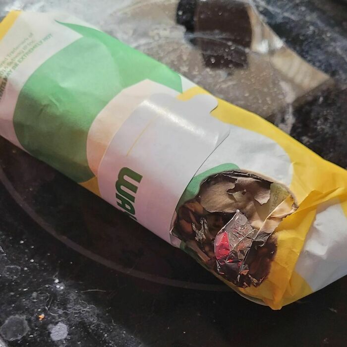 When You Order Subway So It's There When You Get Home From Work, But Forget That They Wrap Delivery Orders In Foil, So When You Stuck In The Microwave It Catches Fire