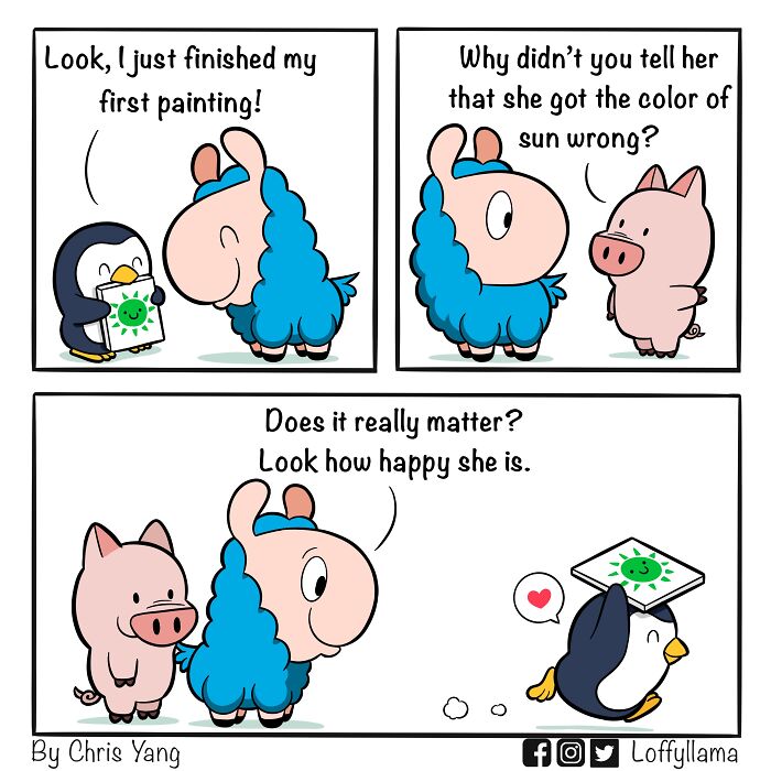 A comic about a happy penguin enjoying what it's doing