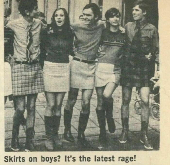 “The Rage In Germany Is Skirts On Fellas (Don’t Knock It, Girls, The Romans Wore ‘Em And Looked Quite Groovy)” From 16, November 1967