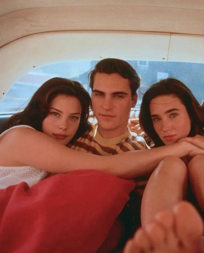 Liv Tyler, Joaquin Phoenix, Jennifer Connelly, Billy Crudup, And Joana Going On The Set Of Inventing The Abbotts, 1997
