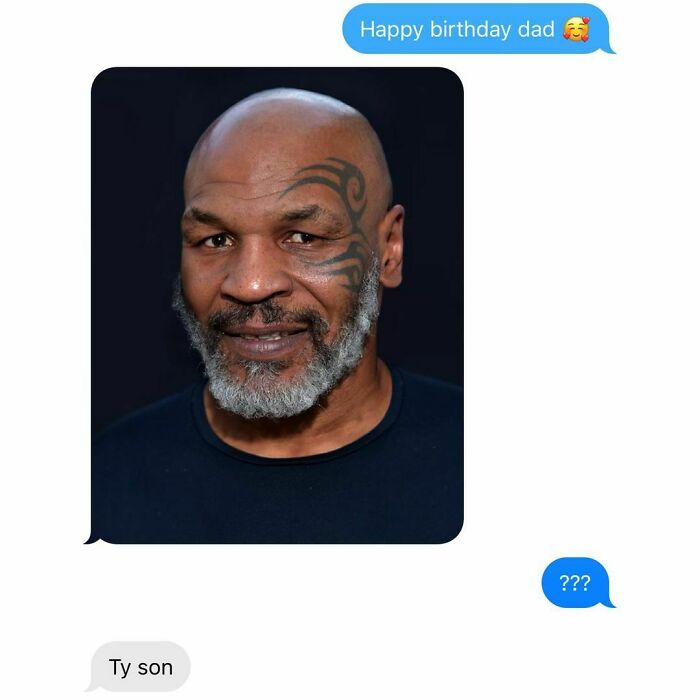 Text exchange with humorous pun meme involving a birthday message confusion.