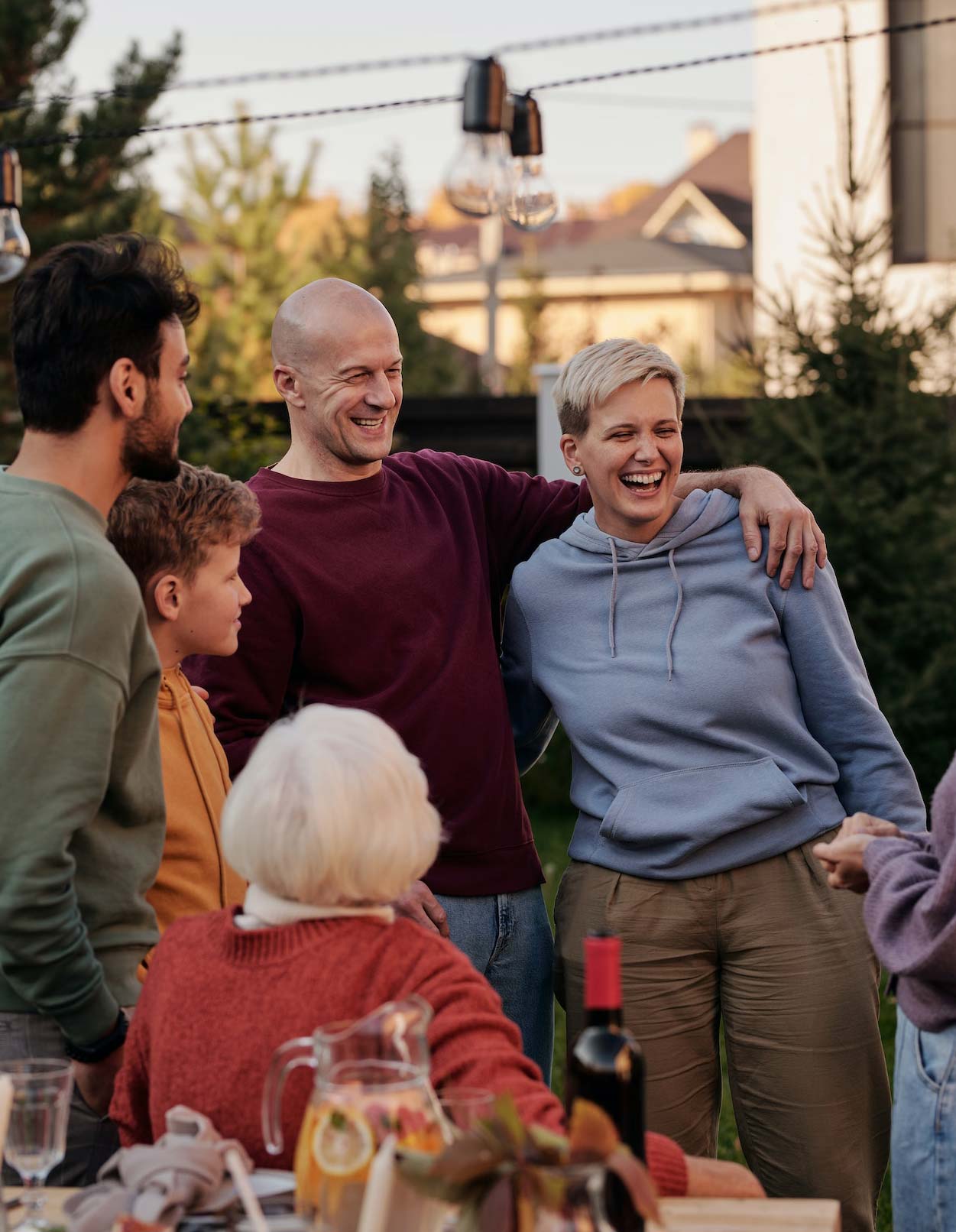 Happy family outside the house