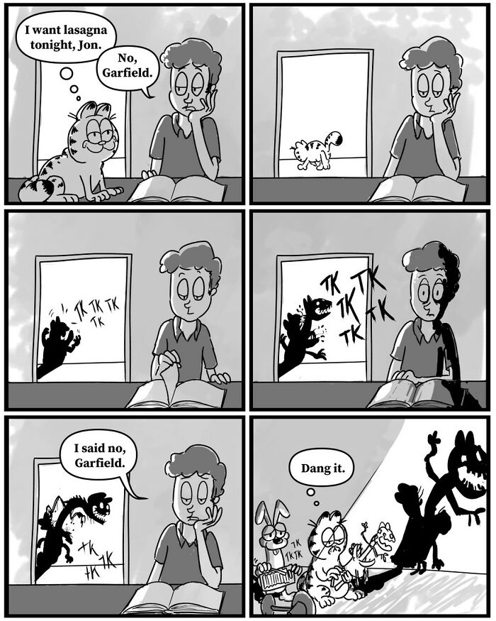 Funny comic about Garfield not getting lasagna