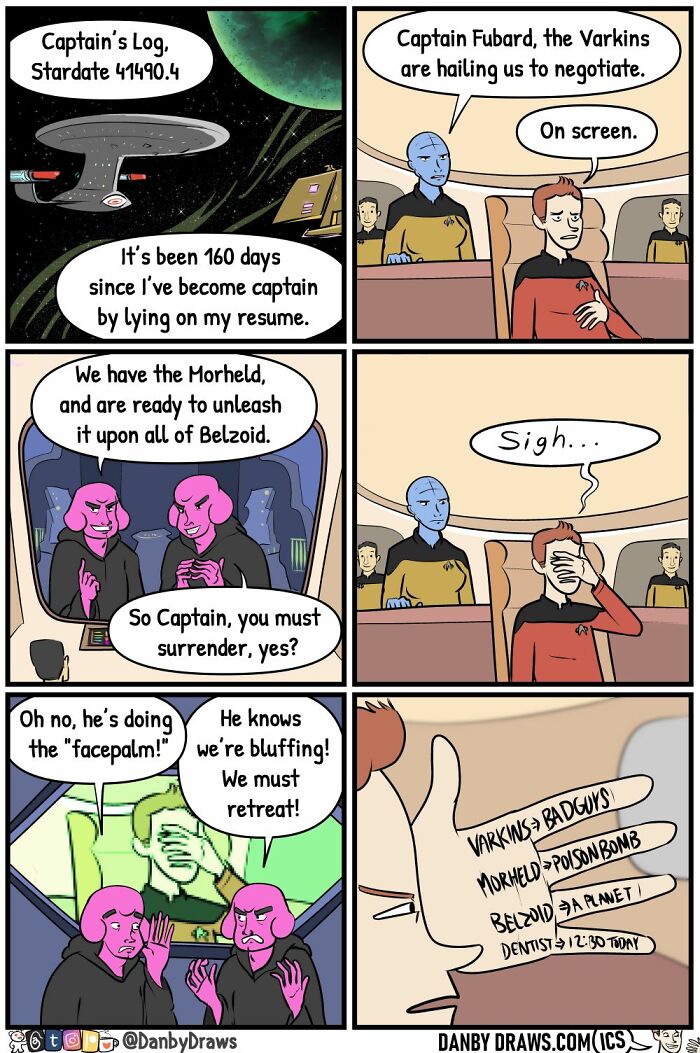 Funny comic about spaceship captain that lied on his resume