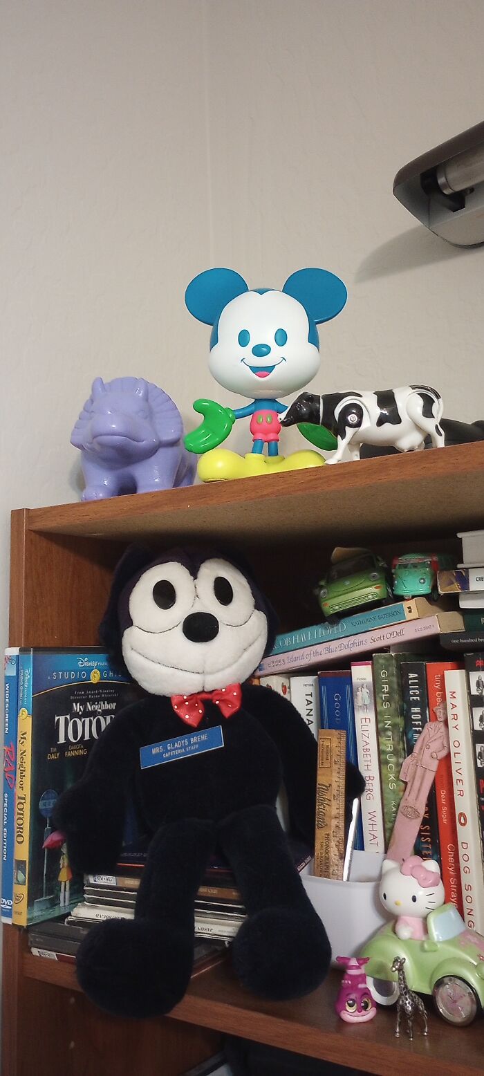 Toys, Books, Dust And My Grandma's Work Nametag From The 1960's