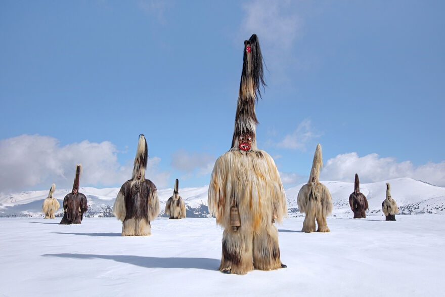 Masked dancers during the winter in Bulgaria