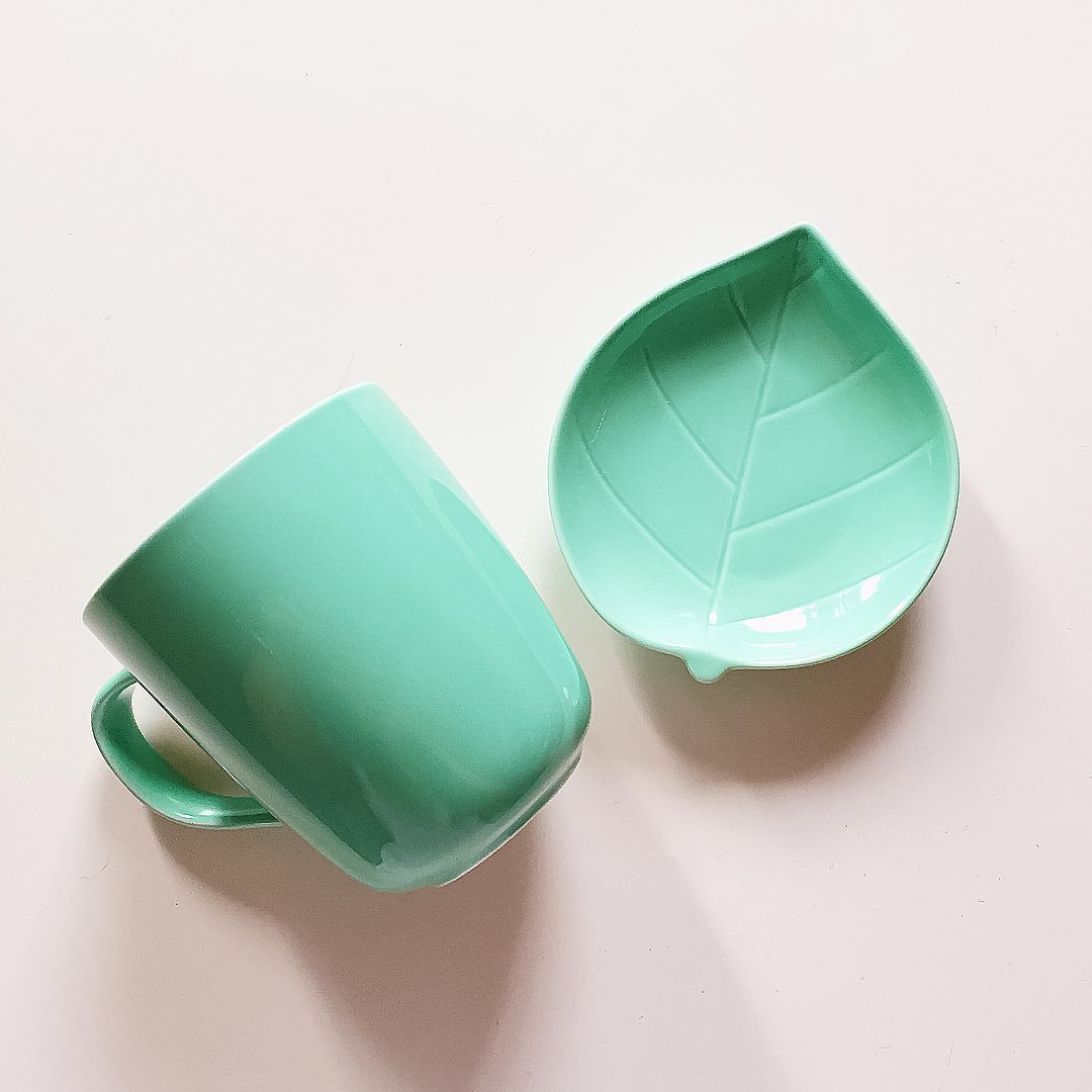 Mint green mug and plate Mint green mug and plate