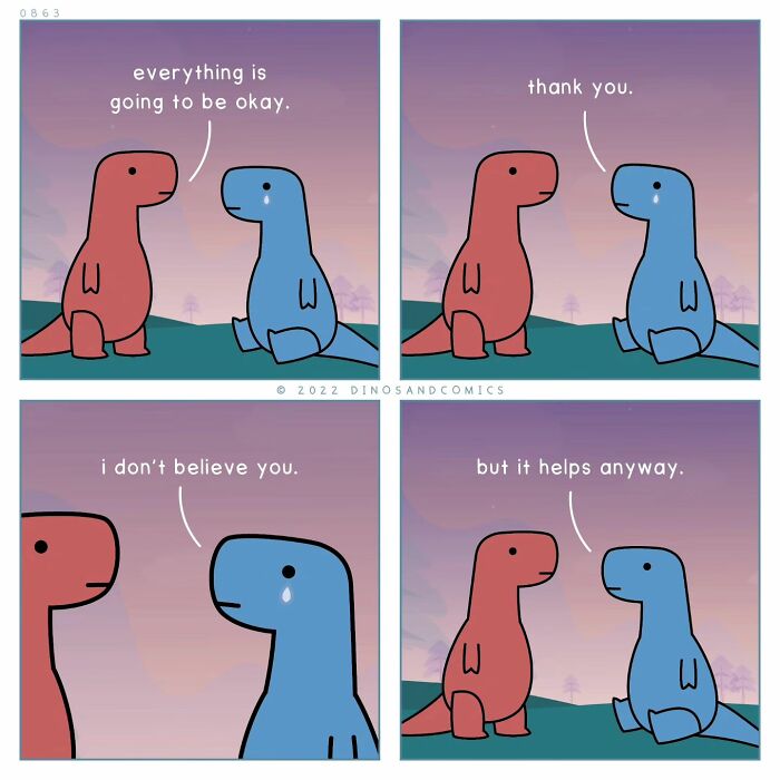 A heartwarming comic about dinosaurs finding hope in each other