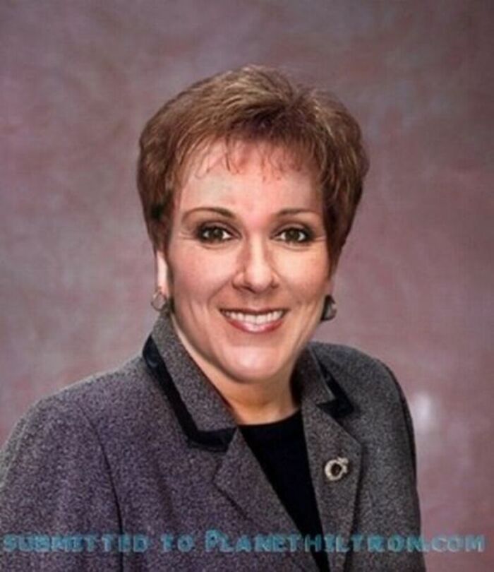 Celine Dion photoshopped to look like an ordinary person