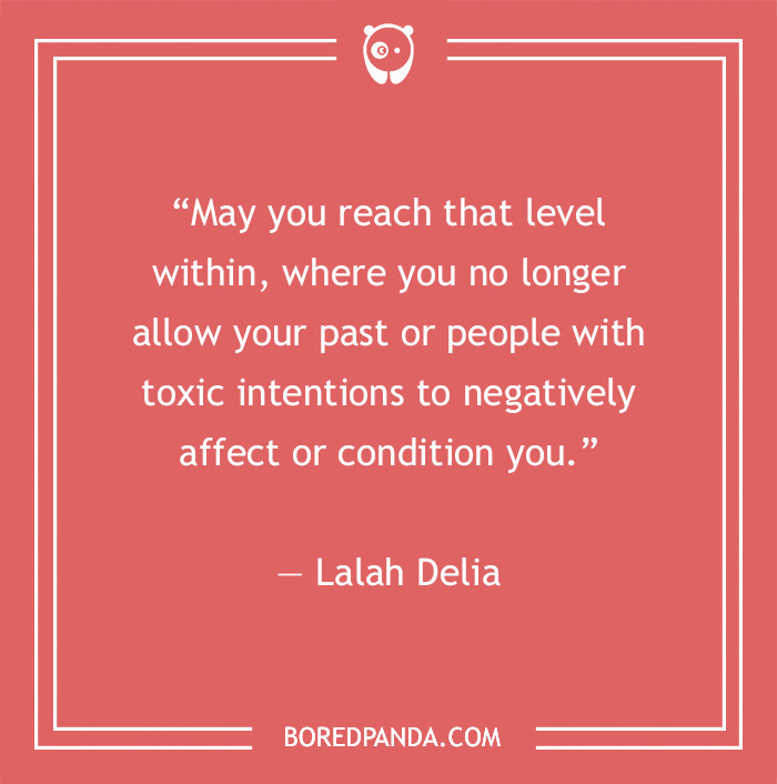 Quote about toxic relationships by Lalah Delia on a red background from BoredPanda. - 35