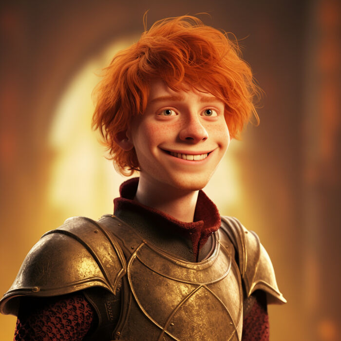 Ron Weasley in the animation style of DreamWorks
