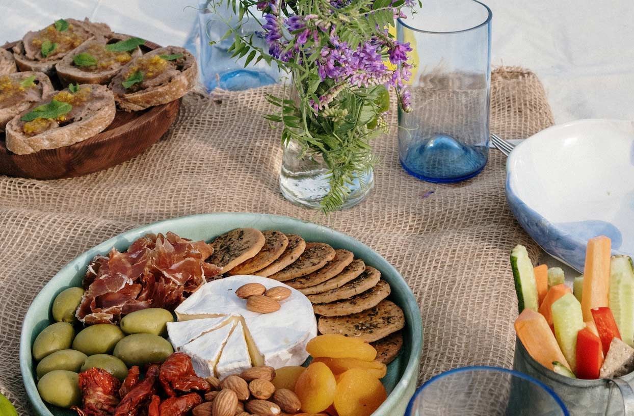 Various snacks are on the table