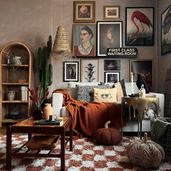 a maximalist living room with paintings on the wall a maximalist living room with paintings on the wall