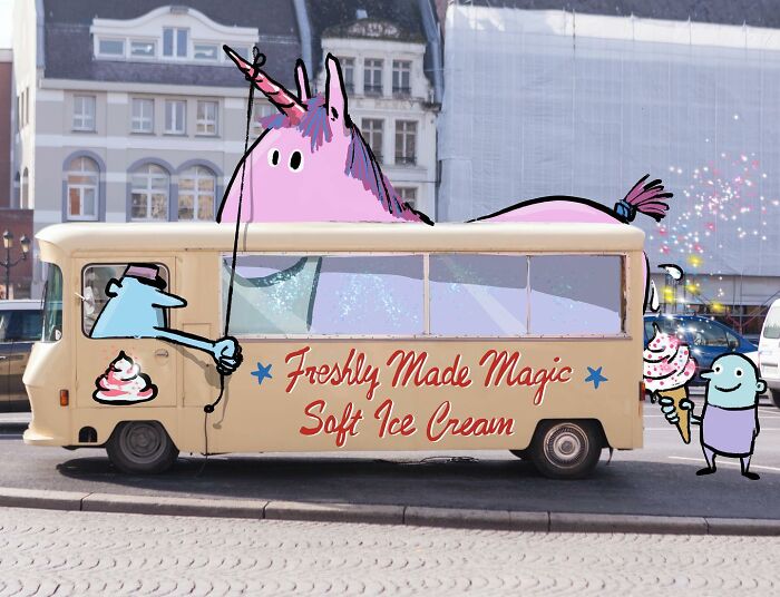 This Artist Continues To Combine His Cartoons With Someone's Snapshot (New Pics)